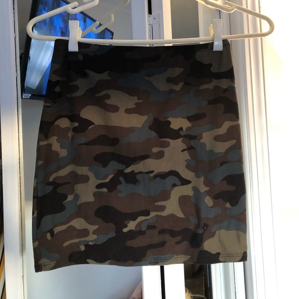 Two piece camouflage mini skirt and crop top